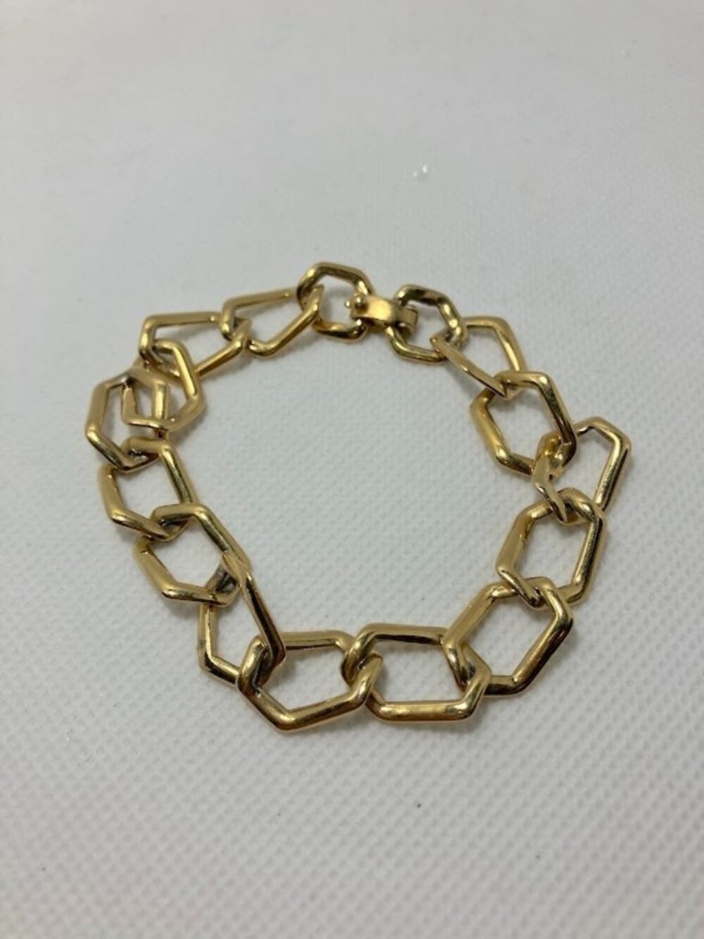 Monet Vintage Polished Gold Tone Hexagon Link Bracelet Classic Old Money Preppy